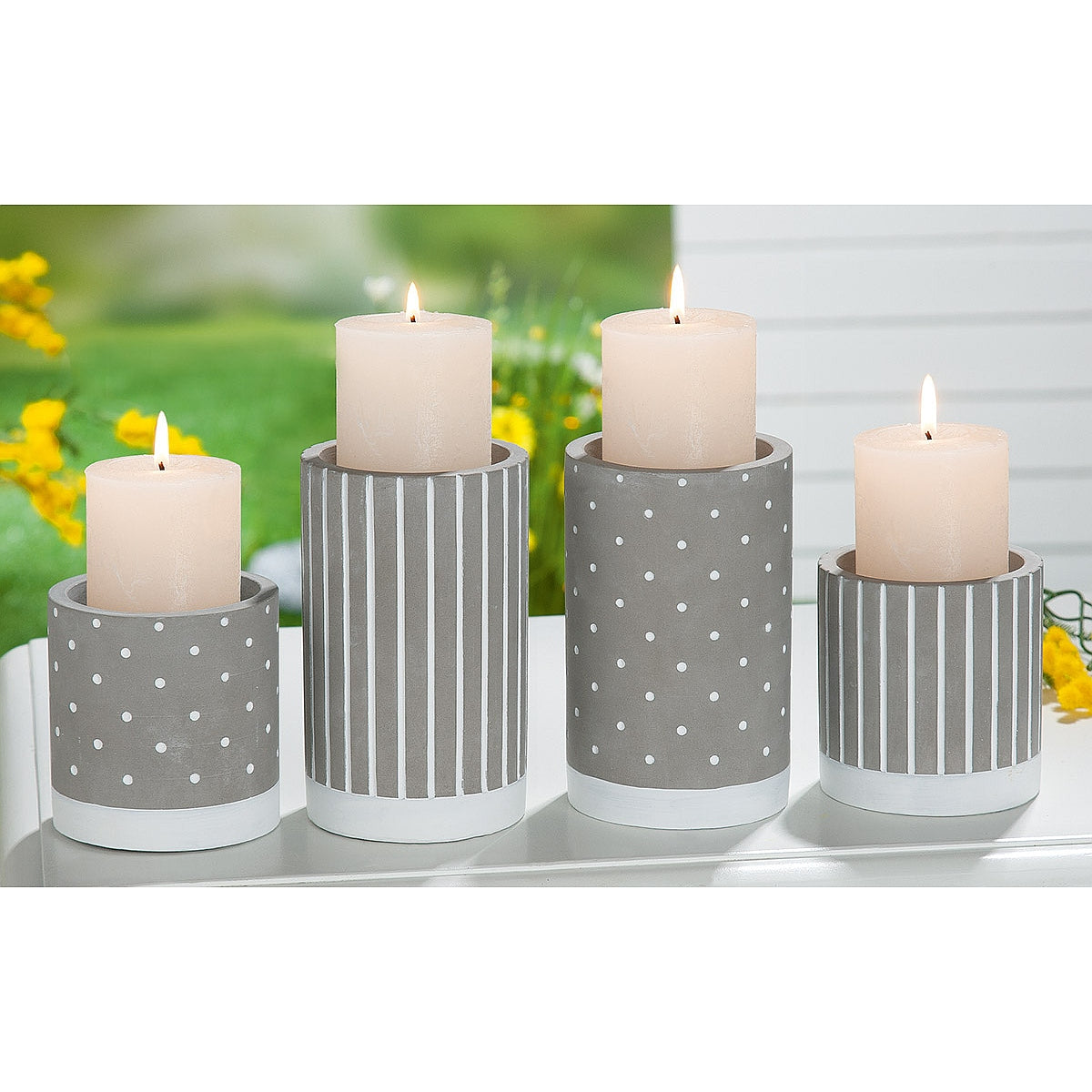 Κηροπήγιο Γκρι Τσιμέντο 13.5cm Σε 2 Σχέδια - Hippiehome.gr