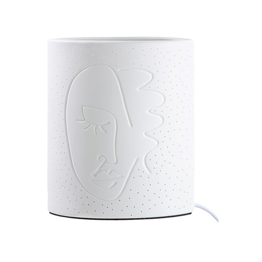 Λάμπα Επιτραπέζια Με Διακόσμηση Πρόσωπο Λευκό Πορσελάνη 10x17x20.5cm - Hippiehome.gr