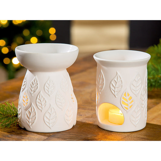 Θήκη Ρεσώ Με Διακόσμηση Φύλλα Λευκό Πορσελάνη 10x12cm Σε 2 Σχέδια - Hippiehome.gr