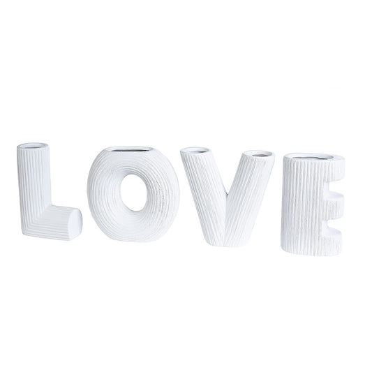 Βάζο 'LOVE' Λευκό Κεραμικό Υ15cm Σετ 4Τμχ