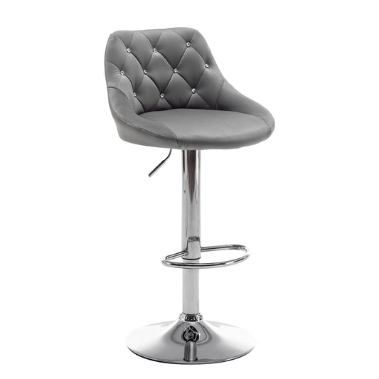 Σκαμπό Bar JORDO Με Πλάτη Πτυσσόμενο Γκρι Βελούδο/Μέταλλο 46x46x83-105cm - Hippiehome.gr