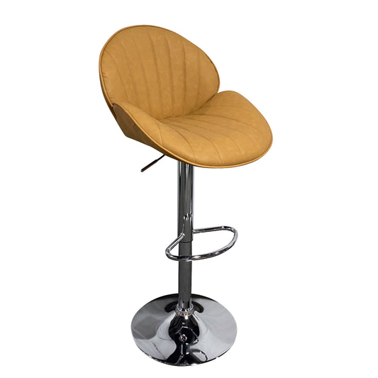 Σκαμπό Bar HUTT Με Πλάτη Πτυσσόμενο Camel PU/Μέταλλο 51x55x87-108cm - Hippiehome.gr