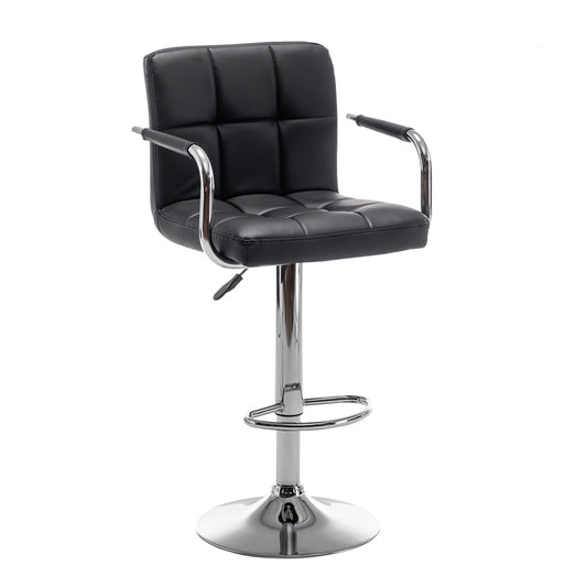 Σκαμπό Bar RANCOR Με Πλάτη Πτυσσόμενο Μαύρο PVC/Μέταλλο 51x50x83-105cm - Hippiehome.gr