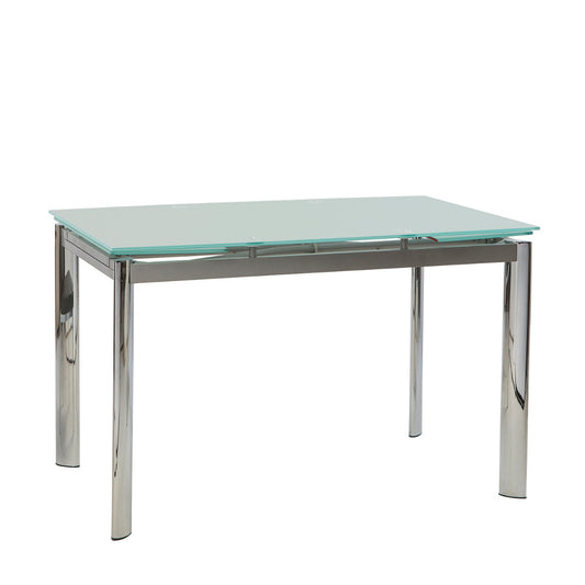 Τραπέζι Επεκτεινόμενο BOTEV Αμμοβολή/Χρώμιο Γυαλί/Μέταλλο 120+60x80x75cm - Hippie Home 