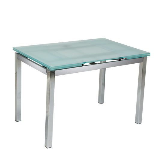 Τραπέζι Επεκτεινόμενο BOTEV Αμμοβολή/Χρώμιο Γυαλί/Μέταλλο 110+60x74x75cm - Hippie Home 