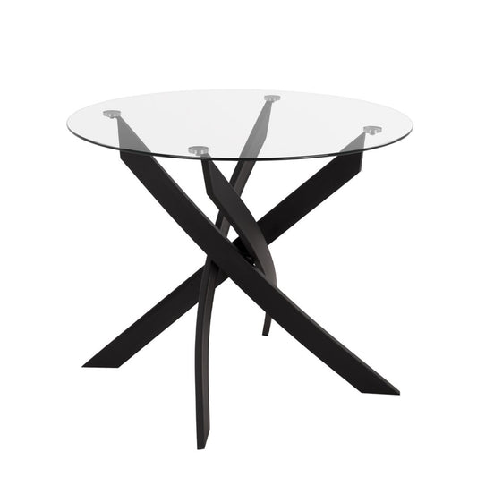 Τραπέζι KATLA Μαύρο/Διάφανο/Χρώμιο Γυαλί/Μέταλλο 90x90x74cm - Hippie Home 
