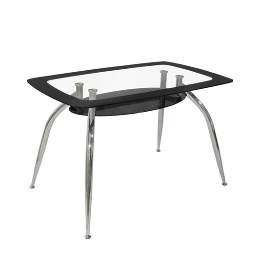 Τραπέζι HALTIA Χρώμιο/Μαύρο Γυαλί/Μέταλλο 120x75x75cm - Hippie Home 