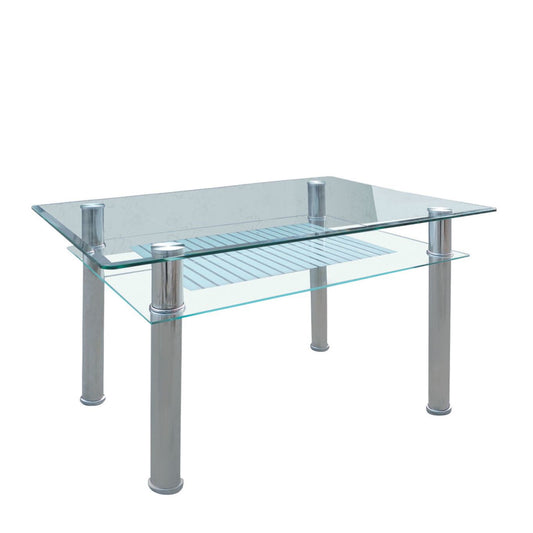 Τραπέζι BLANC Διάφανο/Χρώμιο Γυαλί/Μέταλλο 90x60x75cm - Hippie Home 