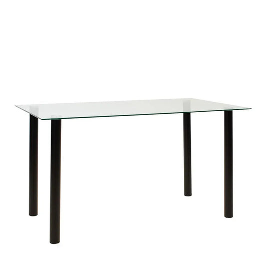 Τραπέζι TEIDE Διάφανο/Μαύρο Γυαλί/Μέταλλο 140x80x75cm - Hippie Home 