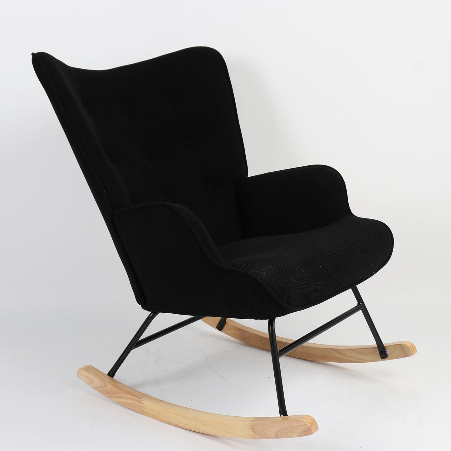 Πολυθρόνα Κουνιστή CANDY CANE Μαύρο Ύφασμα/Μέταλλο/Ξύλο 91x67x86cm - Hippiehome.gr