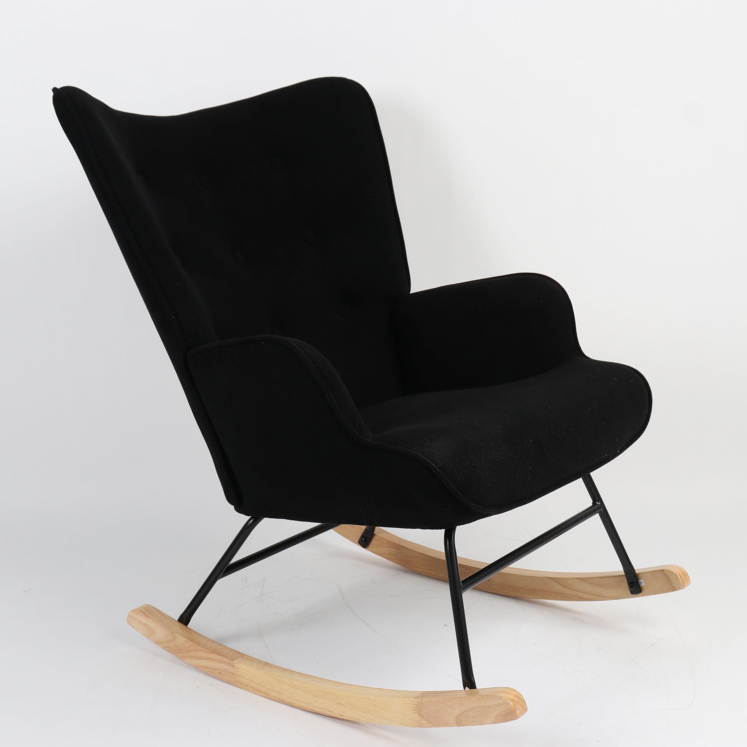 Πολυθρόνα Κουνιστή CANDY CANE Μαύρο Ύφασμα/Μέταλλο/Ξύλο 91x67x86cm - Hippiehome.gr