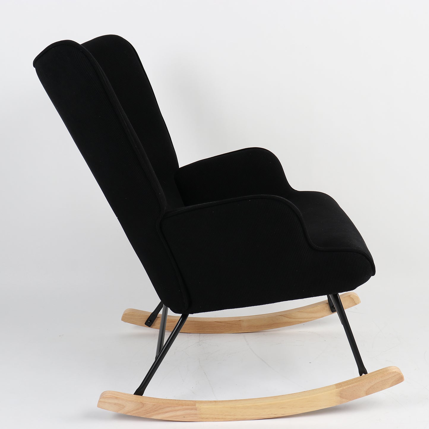 Πολυθρόνα Κουνιστή CANDY CANE Μαύρο Ύφασμα/Μέταλλο/Ξύλο 91x67x86cm - Hippiehome.gr