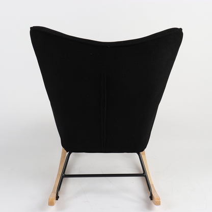 Πολυθρόνα Κουνιστή CANDY CANE Μαύρο Ύφασμα/Μέταλλο/Ξύλο 91x67x86cm - Hippiehome.gr