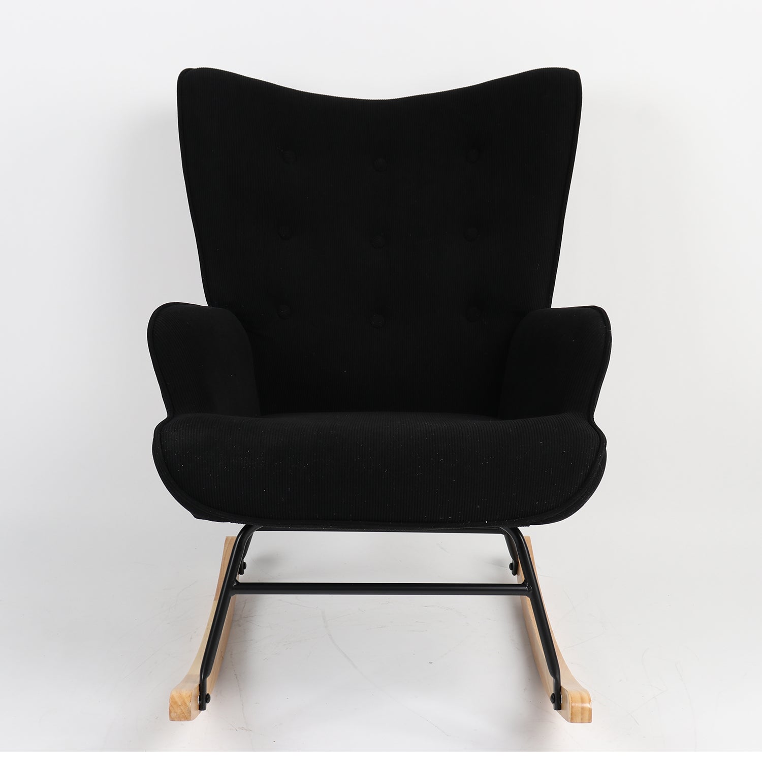 Πολυθρόνα Κουνιστή CANDY CANE Μαύρο Ύφασμα/Μέταλλο/Ξύλο 91x67x86cm - Hippiehome.gr