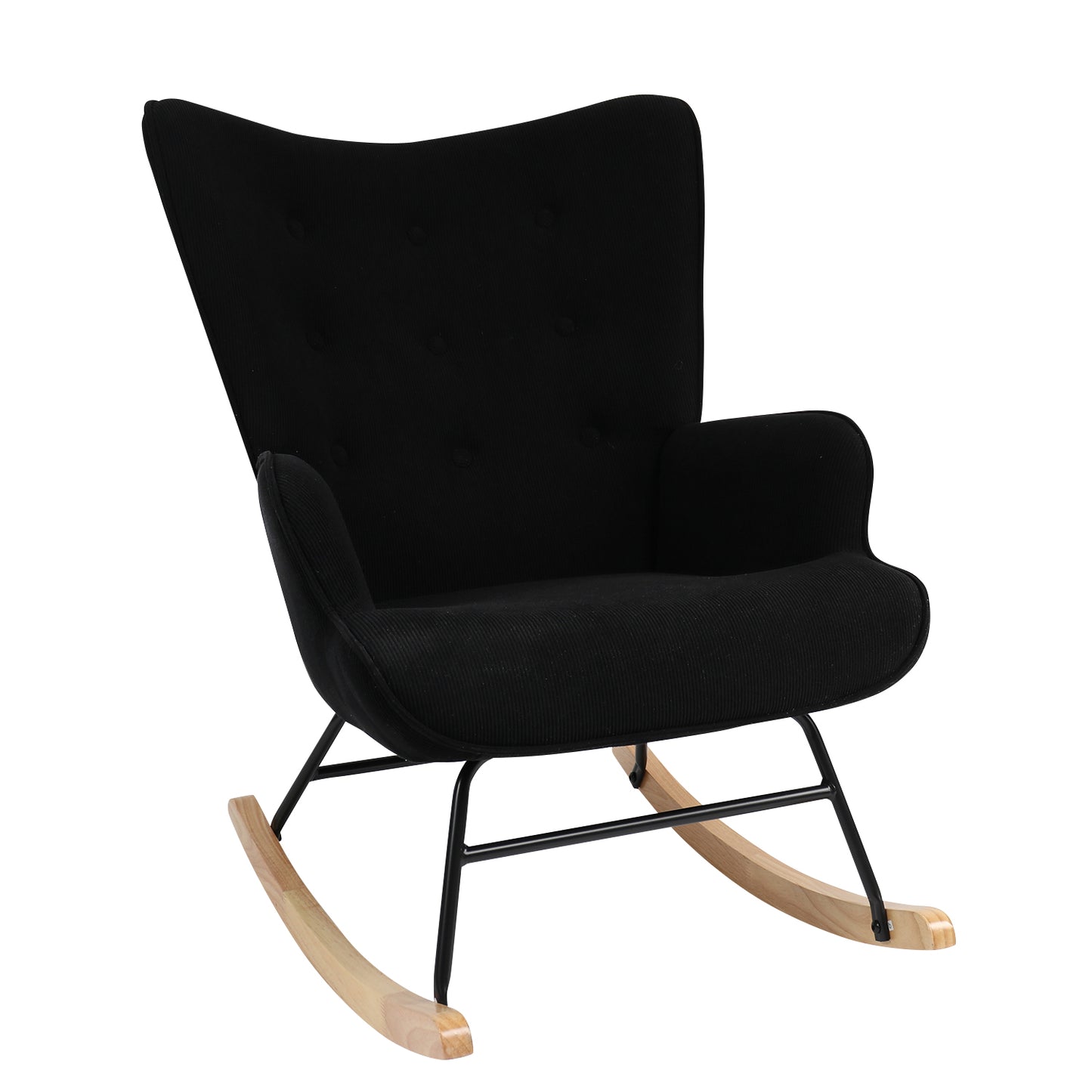 Πολυθρόνα Κουνιστή CANDY CANE Μαύρο Ύφασμα/Μέταλλο/Ξύλο 91x67x86cm - Hippiehome.gr