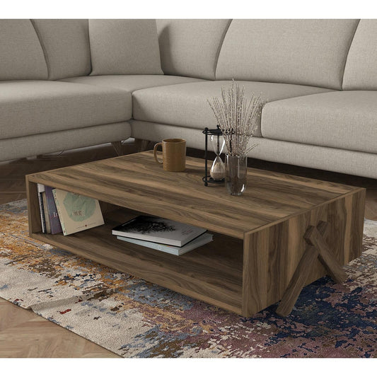 Τραπεζάκι Σαλονιού Kos Σκούρο Καφέ 98x60x26cm - Hippiehome.gr