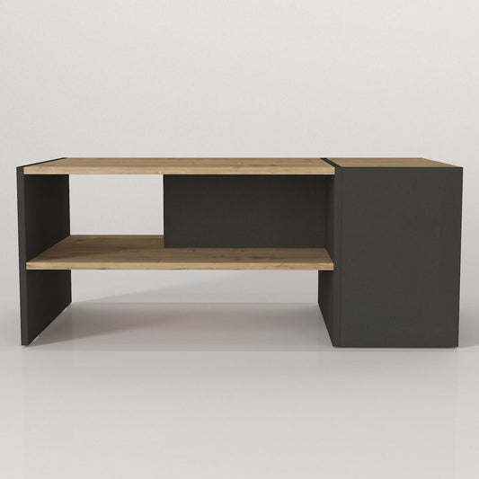 Τραπεζάκι Σαλονιού LEROS Φυσικό/Ανθρακί Μοριοσανίδα/Μελαμίνη 110x60x45cm - Hippiehome.gr