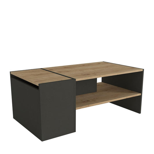 Τραπεζάκι Σαλονιού LEROS Φυσικό/Ανθρακί Μοριοσανίδα/Μελαμίνη 110x60x45cm - Hippiehome.gr