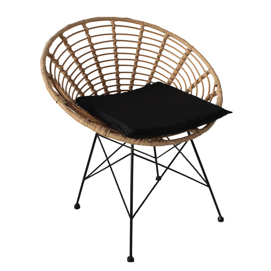 Καρέκλα Κήπου AELIUS Φυσικό/Μαύρο Μέταλλο/Rattan 72x62x78cm - Hippie Home 