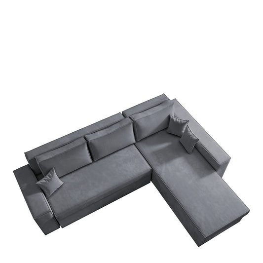 Καναπές Γωνιακός Αναστρέψιμος CAHABON Γκρι 280x210x79cm - Hippiehome.gr