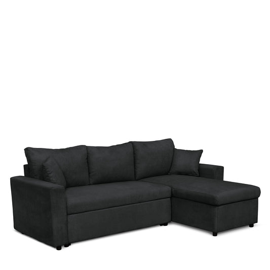 Καναπές Γωνιακός Αναστρέψιμος ULUA Μαύρο 225x148x81cm - Hippiehome.gr