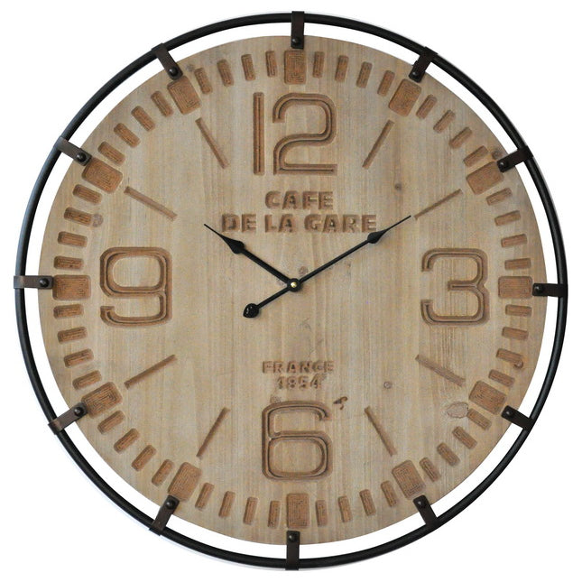 Ρολόι Τοίχου Ξύλο/Μέταλλο Φ65x4cm - Hippie Home 
