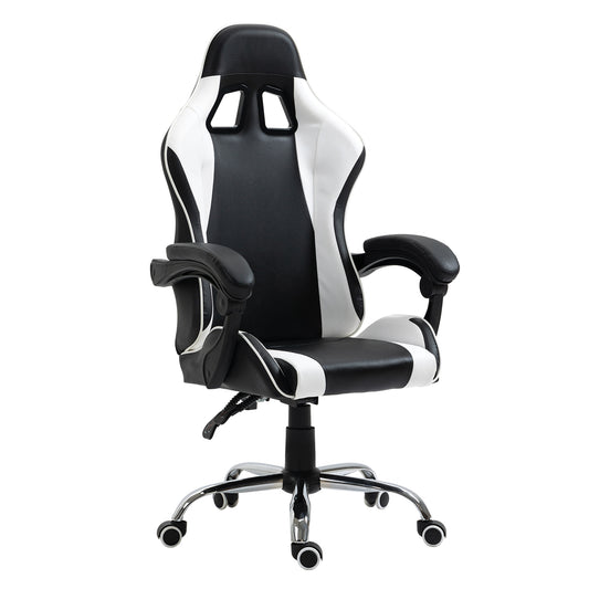 Καρέκλα Γραφείου Gaming BRAY Λευκό/Μαύρο PVC 67x50x120-127cm - Hippie Home 