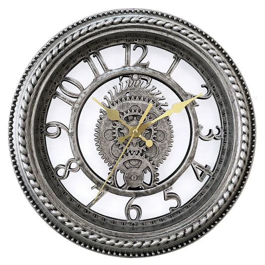 Ρολόι Τοίχου Ασημί Πλαστικό Φ30.5x4.6cm - Hippie Home 