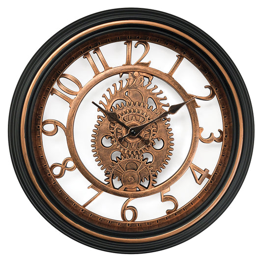 Ρολόι Τοίχου Καφέ/Μαύρο Πλαστικό Φ40.6x4.9cm - Hippie Home 