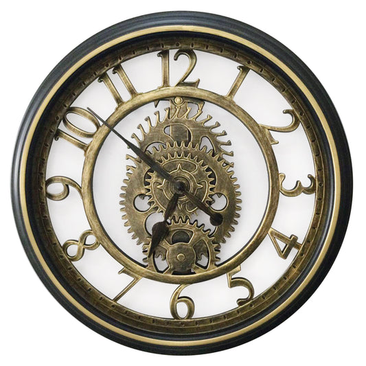 Ρολόι Τοίχου Χρυσό/Μαύρο Πλαστικό Φ50.8cm - Hippie Home 