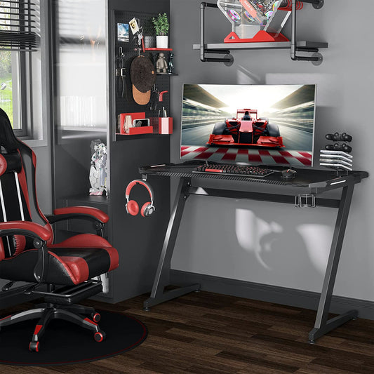 Γραφείο Gaming LEIA Μαύρο Ξύλο/Μέταλλο 120x65x75cm - Hippiehome.gr