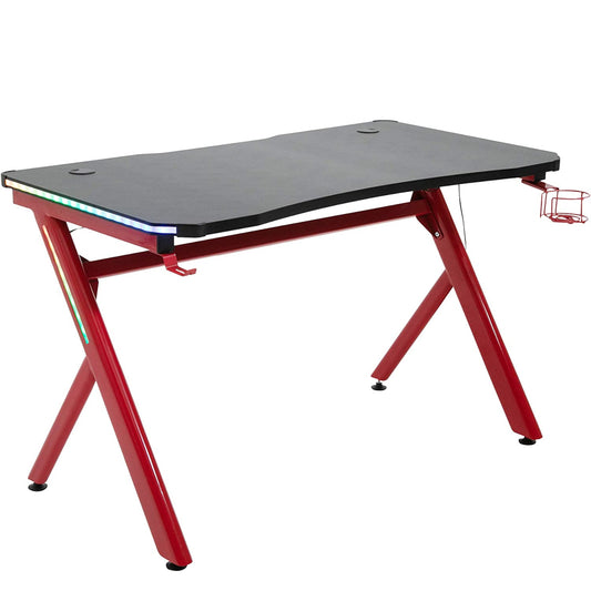 Γραφείο Gaming KENOBI RGB Μαύρο/Κόκκινο Ξύλο/Μέταλλο 120x65x75cm - Hippiehome.gr