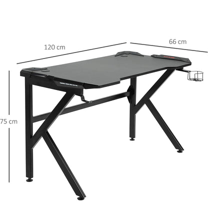 Γραφείο Gaming BERU Μαύρο Ξύλο/Μέταλλο 120x65x75cm - Hippie Home 