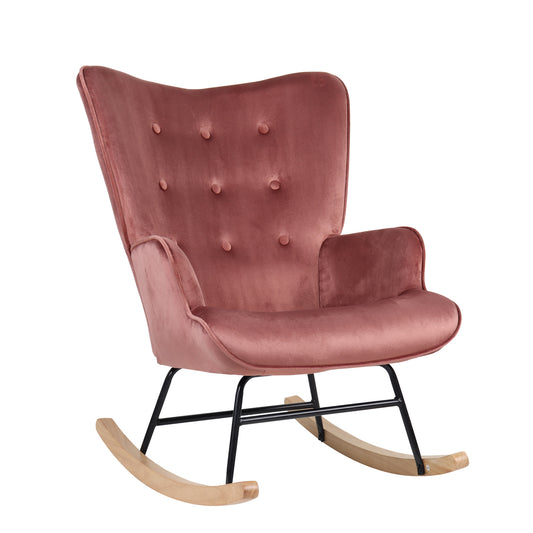 Πολυθρόνα Κουνιστή DARIA Σάπιο Μήλο Βελούδο/Μέταλλο/Ξύλο 85x69x90cm - Hippiehome.gr