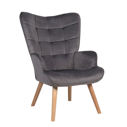 Πολυθρόνα MARION Γκρι Βελούδο/Ξύλο 73x69x96cm - Hippiehome.gr