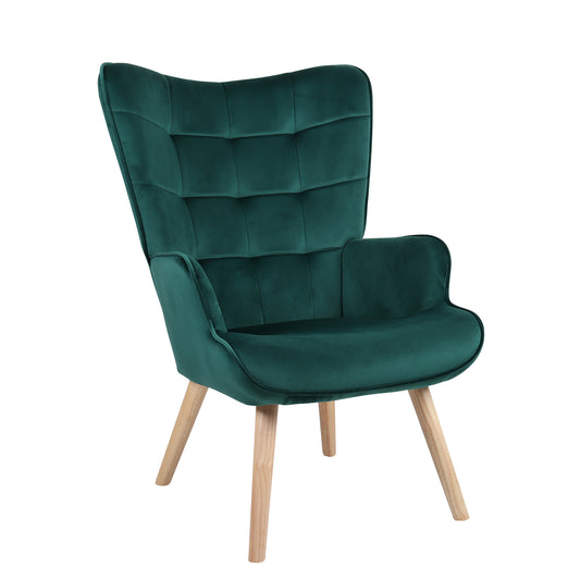 Πολυθρόνα MARION Πράσινο Βελούδο/Ξύλο 73x69x96cm - Hippiehome.gr