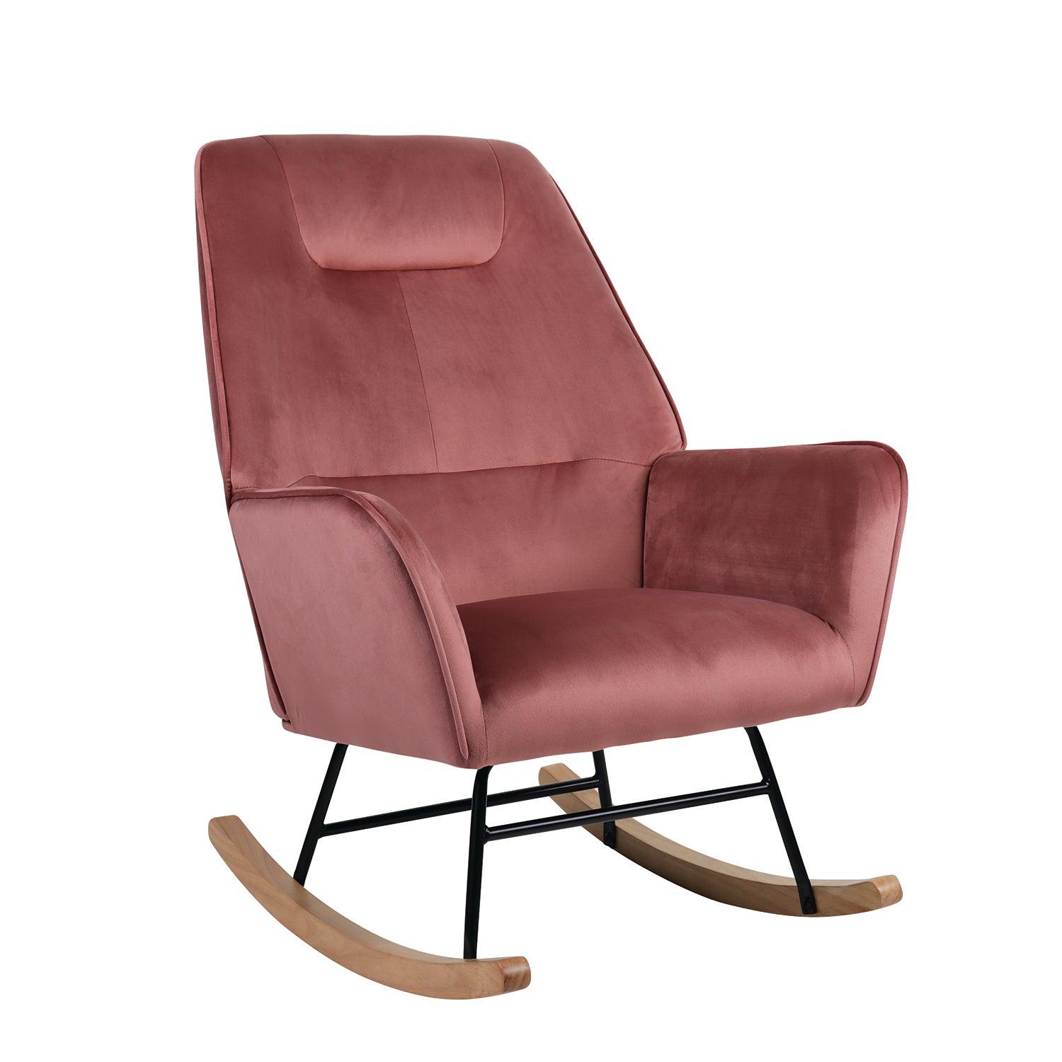 Πολυθρόνα Κουνιστή BERTIE Σάπιο Μήλο Βελούδο/Μέταλλο/Ξύλο 87x72x96cm - Hippiehome.gr