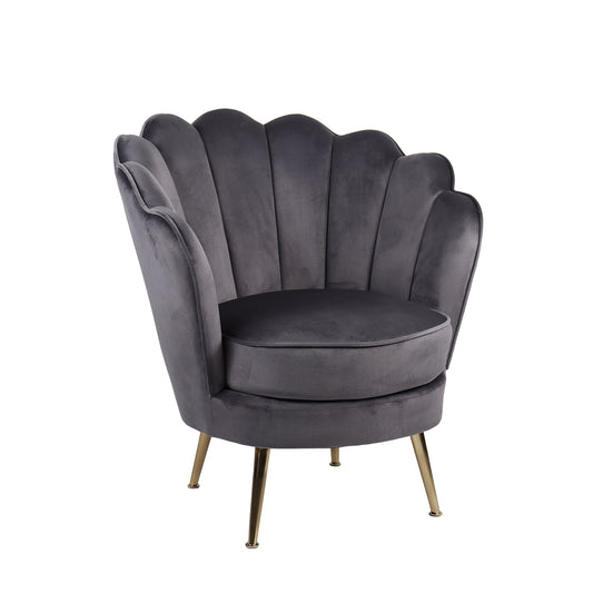 Πολυθρόνα FLORIAN Γκρι Βελούδο/Μέταλλο/Ξύλο 74x80x75cm - Hippiehome.gr