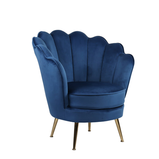 Πολυθρόνα FLORIAN Μπλε Βελούδο/Μέταλλο/Ξύλο 74x80x75cm - Hippiehome.gr