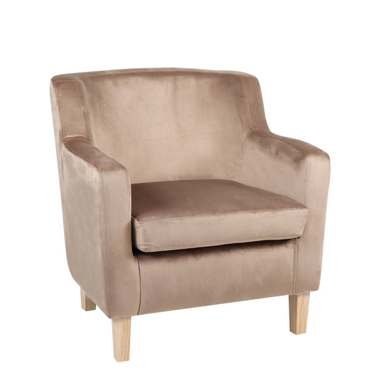 Πολυθρόνα TALIANNA Καφέ Βελούδο/Ξύλο 68x70x77cm - Hippiehome.gr