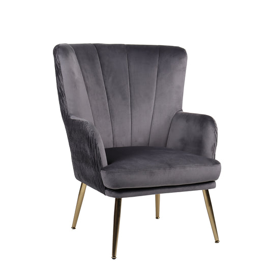 Πολυθρόνα KOLDENREE Γκρι Βελούδο/Μέταλλο/Ξύλο 74x72x91cm - Hippiehome.gr