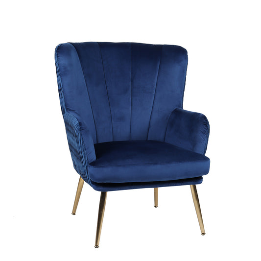 Πολυθρόνα KOLDENREE Μπλε Βελούδο/Μέταλλο/Ξύλο 74x72x91cm - Hippiehome.gr