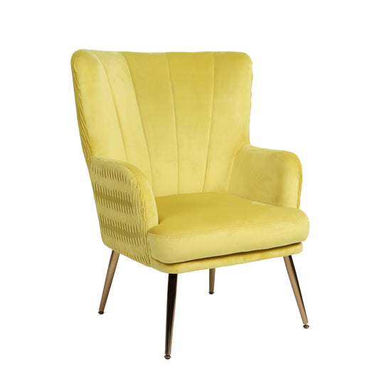 Πολυθρόνα KOLDENREE Κίτρινο Βελούδο/Μέταλλο/Ξύλο 74x72x91cm - Hippiehome.gr