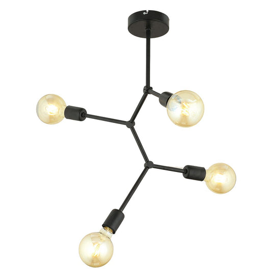 Φωτιστικό Κρεμαστό DAR Πολύφωτο Μαύρο Μέταλλο 50x40cm - Hippiehome.gr