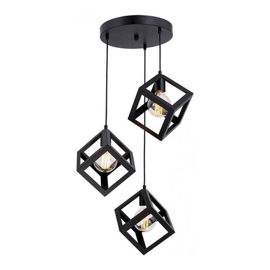 Φωτιστικό Κρεμαστό CU Τρίφωτο Μαύρο Μέταλλο 35x80cm - Hippiehome.gr