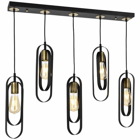 Φωτιστικό Κρεμαστό KOZ Πολύφωτο Μαύρο Μέταλλο 75x80cm - Hippiehome.gr