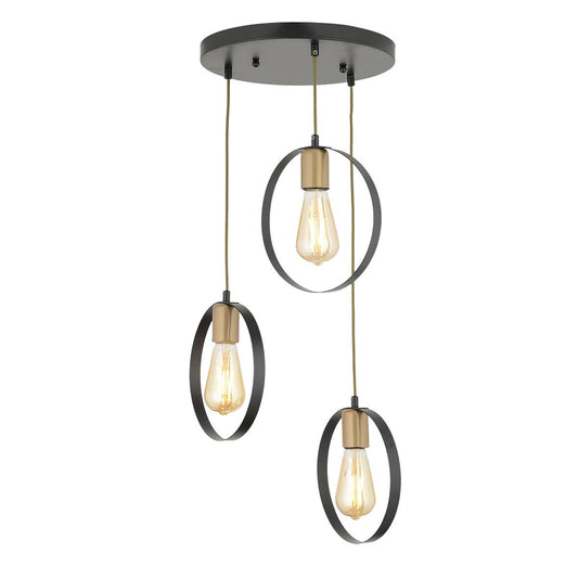 Φωτιστικό Κρεμαστό HALK Τρίφωτο Αντικέ Μέταλλο 30x80cm - Hippiehome.gr