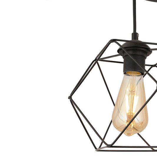 Φωτιστικό Κρεμαστό LOR Τρίφωτο Μαύρο Μέταλλο 45x95cm - Hippiehome.gr