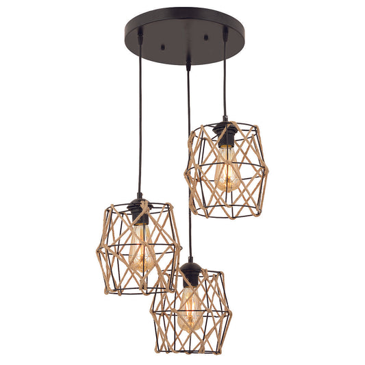 Φωτιστικό Κρεμαστό ANTH Τρίφωτο Μαύρο Μέταλλο 40x90cm - Hippiehome.gr