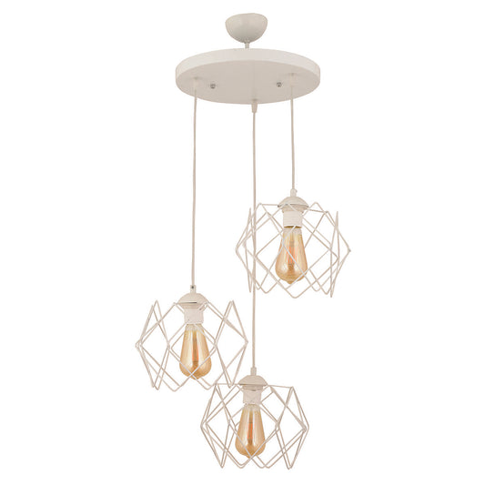 Φωτιστικό Κρεμαστό MOK Τρίφωτο Λευκό Μέταλλο 50x78cm - Hippiehome.gr